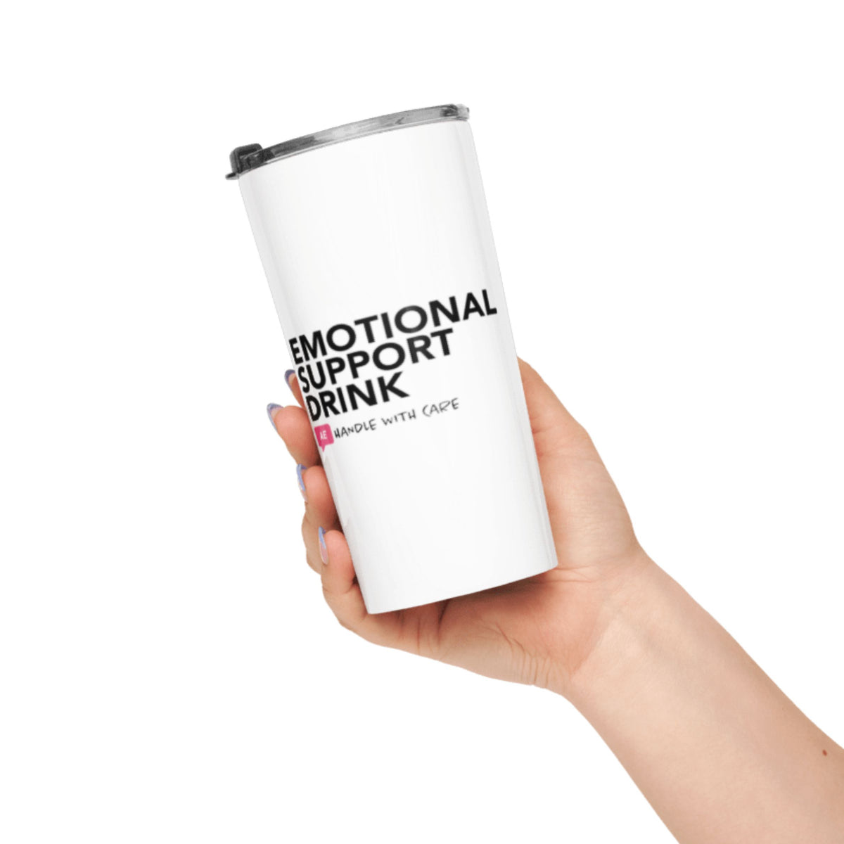 "Emotional Support Drink" - White Stainless Steel Tumbler - 20oz