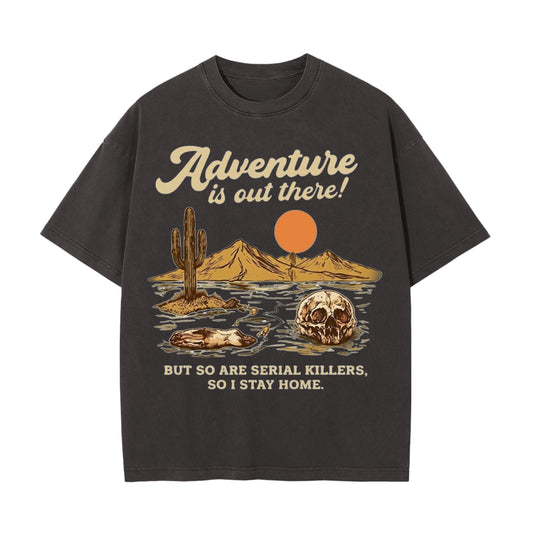 "Adventure Is Out There T-Shirt" (Vintage Black)