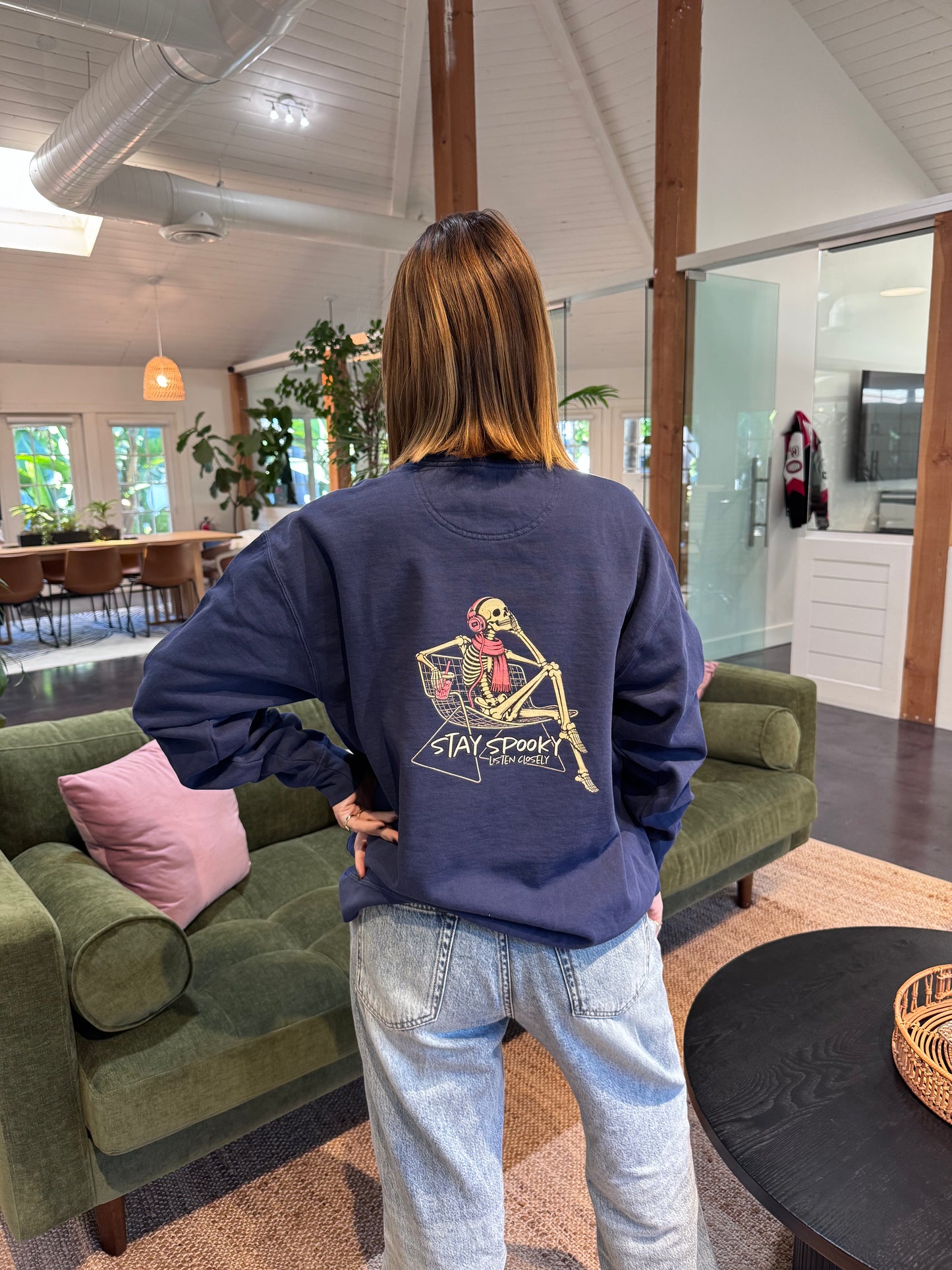 "Stay Spooky Listen Closely" Sweatshirt (Navy)