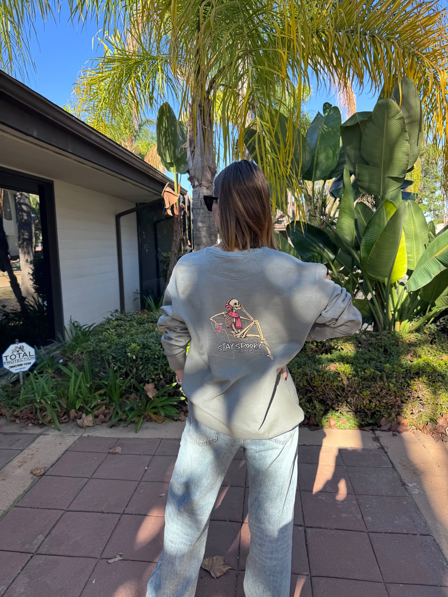 "Stay Spooky Listen Closely" Sweatshirt (Light Gray)